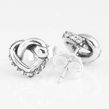 925 Silver Knotted Hearts Earrings Emotional Bonds Jewelry