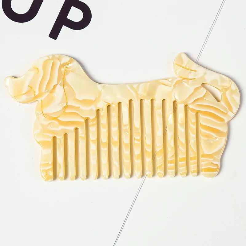 Korea Japan Hair Comb Acetic Acid Sheet Portable Hair Comb Hollow Out Puppy Wide
