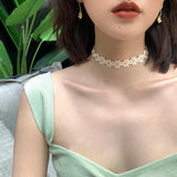 Korea Daisy Lace Chokers Necklaces for Women Female Flower Collar Chain