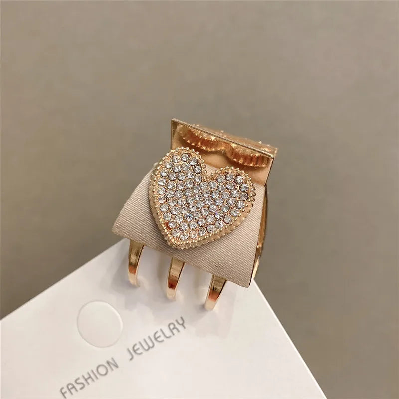 Korea Heart Rhinestone Hair Clip Claws for Woman Hair