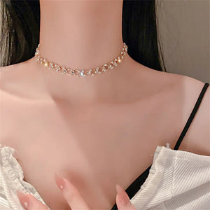 Korea Personality Necklace Rhinestone Pearl Party Jewelry