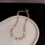 Korea Personality Necklace Rhinestone Pearl Party Jewelry