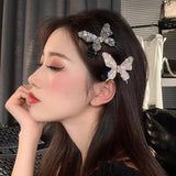 Korea Rhinestone Butterfly Hair Clips Glitter Hair Jewelry for Women
