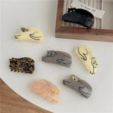 Korea Orange Yellow Cat Acrylic Hair Claw for Women Girls