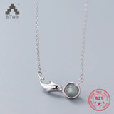 925 Silver Dolphin Moonstone Pendant Necklace for Women