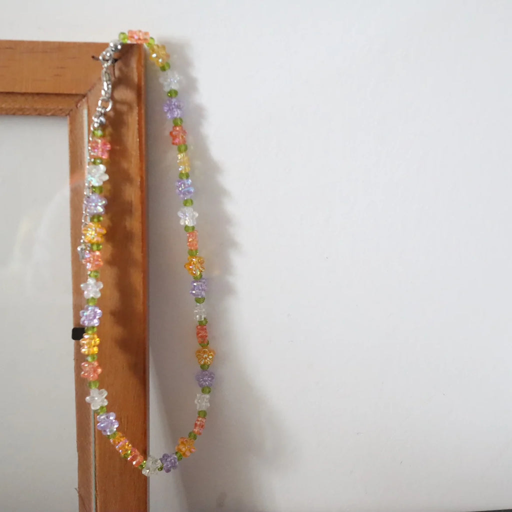 Korea Summer Daisy Crystal Beading Choker Necklace