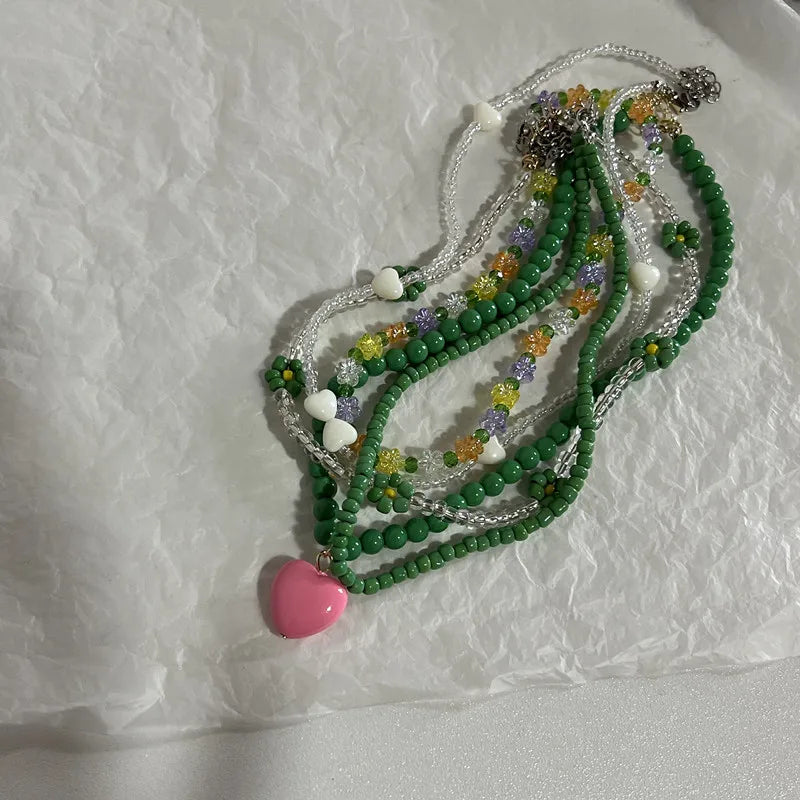 Korea Summer Daisy Crystal Beading Choker Necklace