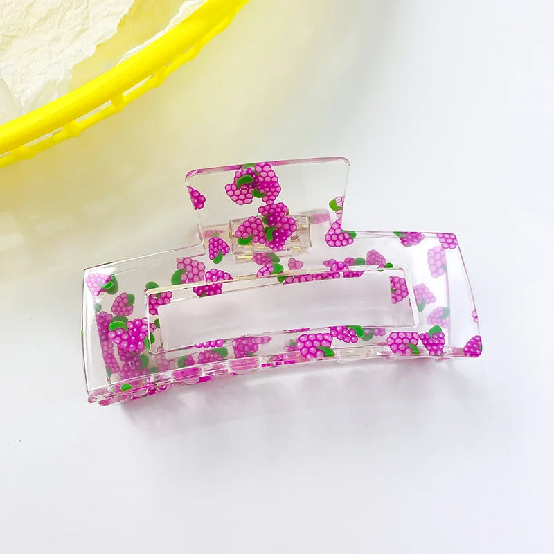 Korea Summer Fruit Print Acrylic Hair Clip Claw for Women