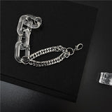 Clear Acrylic Stainless Steel Bracelet Punk Chunky Cuban Thick Chain for Women