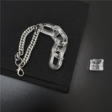 Clear Acrylic Stainless Steel Bracelet Punk Chunky Cuban Thick Chain for Women