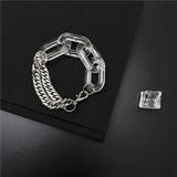 Clear Acrylic Stainless Steel Bracelet Punk Chunky Cuban Thick Chain for Women