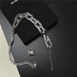 Clear Acrylic Stainless Steel Bracelet Punk Chunky Cuban Thick Chain for Women