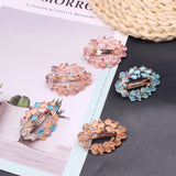 Amethyst Hollow Flower Hairpin Rhinestone Top Clip Women's Hairpiece