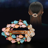 Amethyst Hollow Flower Hairpin Rhinestone Top Clip Women's Hairpiece