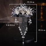 Crystal Flower Tassel Hair Comb Earring Set Bridal Headwear Wedding Accessories