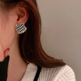 Checkerboard Plaid Heart Square Earrings for Women