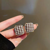 Checkerboard Plaid Heart Square Earrings for Women