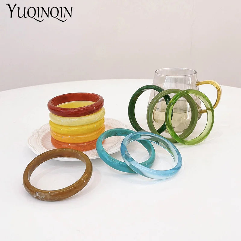 Colorful Thin Bracelets Resin Acrylic Geometric Bangles Women Party Jewelry
