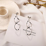 Crystal Flower Tassel Long Clip-On Earrings for Women