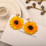 Crystal Flower Tassel Long Clip-On Earrings for Women