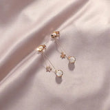 Crystal Flower Tassel Long Clip-On Earrings for Women