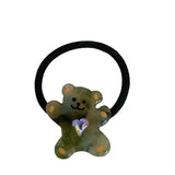 Bear Love Heart Hair Rope with Rhinestones