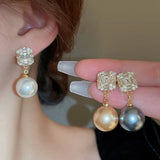 Square Pearl Earrings Sweet Earrings Women's Jewelry