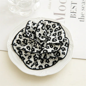 Ruffled Flower Dotted Ponytail Holder Hair Tie Elastic Hair Scrunchies