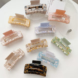 Two-color Splicing Square Hair Clip Hollow Shark Clip