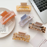 Two-color Splicing Square Hair Clip Hollow Shark Clip