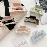 Two-color Splicing Square Hair Clip Hollow Shark Clip