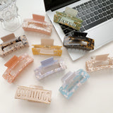 Two-color Splicing Square Hair Clip Hollow Shark Clip