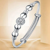 925 Silver Lucky Beads Bangles Women Cuff Bracelets