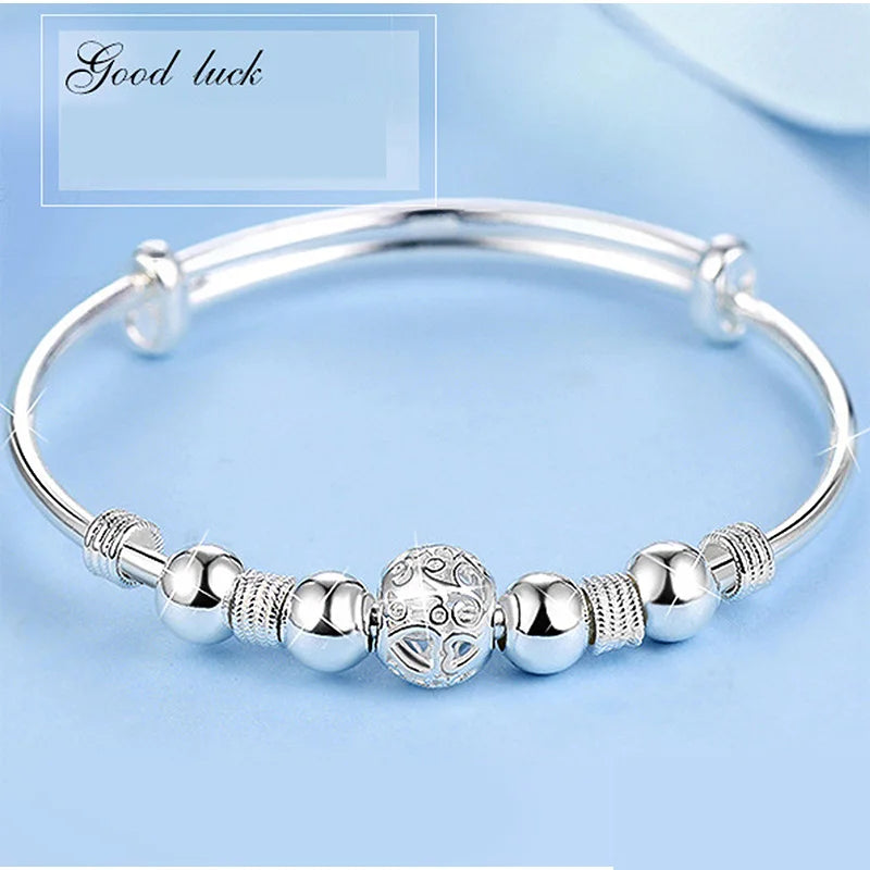 925 Silver Beads Bangle Wedding Jewelry