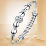 925 Silver Lucky Beads Bangles Women Bracelets Party Wedding Jewelry