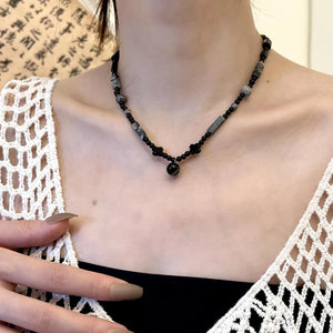 Vintage Cross Beads Chains Choker Necklace for Women Men