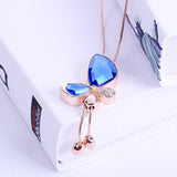 Butterfly Necklace With Crystals And Diamonds Tassel Chain