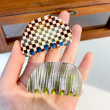 Geometric Marbling Semicircle Summer Shark Clip
