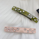Sweet Acetic Acid Heart Rhinestone Hair Clips French Hairpin Accessory