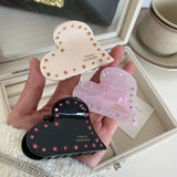 Love-Heart Hair Clip Claw Acetic Acid Rhinestones Shark Clip Hair Accessoires
