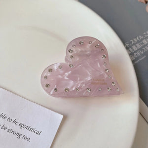 Love-Heart Hair Clip Claw Acetic Acid Rhinestones Shark Clip Hair Accessoires