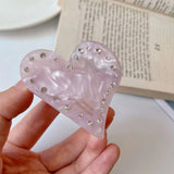 Love-Heart Hair Clip Claw Acetic Acid Rhinestones Shark Clip Hair Accessoires