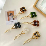 Pearl Hairpin Flower Alloy Hairfork Retro High Acetic Acid Temperament