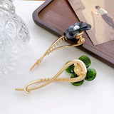 Pearl Hairpin Flower Alloy Hairfork Retro High Acetic Acid Temperament