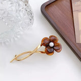 Pearl Hairpin Flower Alloy Hairfork Retro High Acetic Acid Temperament