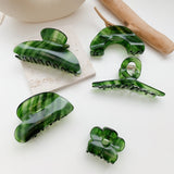 Dark Green Water Ripple Hair Claw Clip for Women