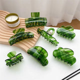 Dark Green Water Ripple Hair Claw Clip for Women