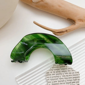 Dark Green Water Ripple Hair Claw Clip for Women