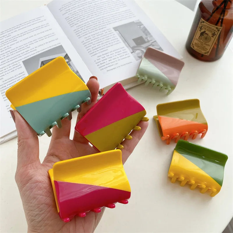 Hand-Stitched Colorful Acetate Shark Clip for Women
