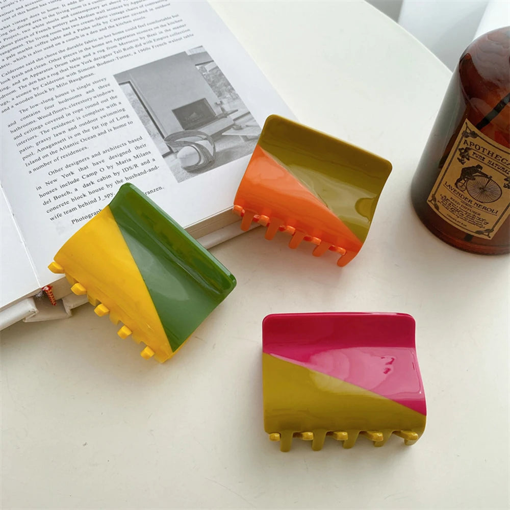 Hand-Stitched Colorful Acetate Shark Clip for Women